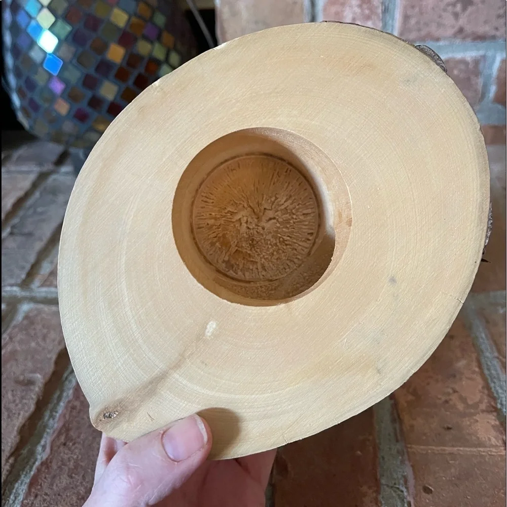 Spinning Aspen Solid Wood Fish Bass Candle Holder